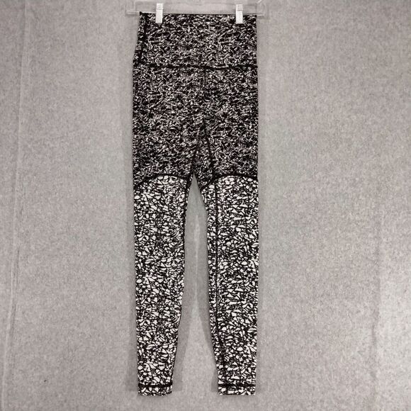 Lululemon Wunder Under Wmns Sz 6 Black White Icebreaker Hi Rise Athletic Running